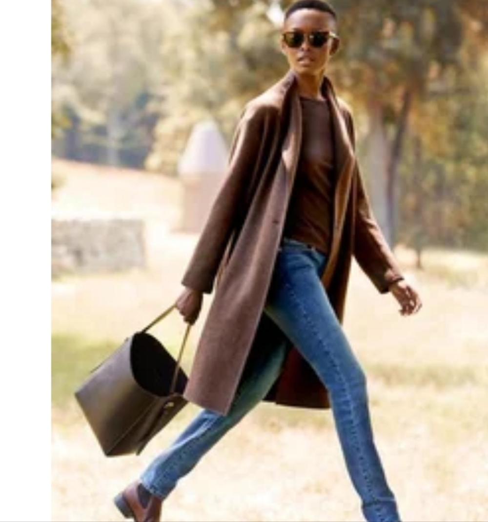New!J.McLaughlin Zaina Pebble Grain Leather Brown Bucket Bag Y2K Hobo Elevated - Picture 1 of 16
